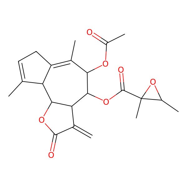 2D Structure of [(3aS,4R,5R,9aS,9bR)-5-acetyloxy-6,9-dimethyl-3-methylidene-2-oxo-3a,4,5,7,9a,9b-hexahydroazuleno[4,5-b]furan-4-yl] (2S,3R)-2,3-dimethyloxirane-2-carboxylate