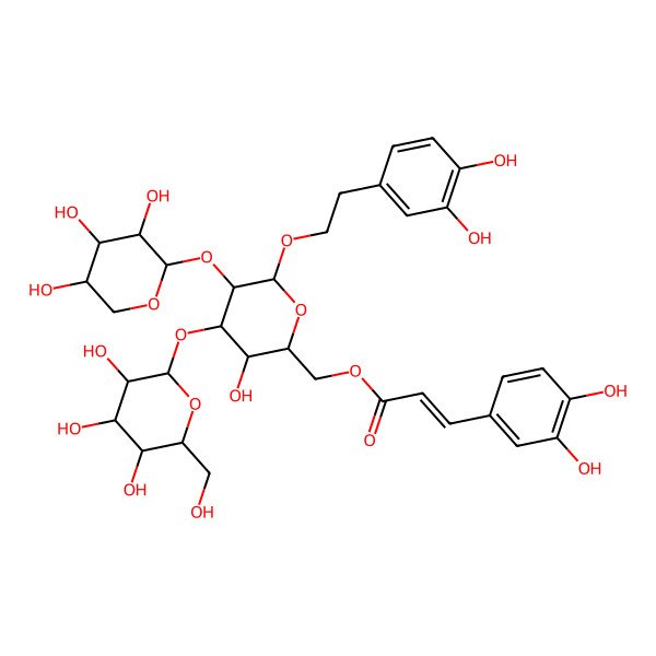 2D Structure of [(2R,3R,4S,5R,6R)-6-[2-(3,4-dihydroxyphenyl)ethoxy]-3-hydroxy-4-[(2S,3R,4S,5S,6R)-3,4,5-trihydroxy-6-(hydroxymethyl)oxan-2-yl]oxy-5-[(2R,3S,4R,5R)-3,4,5-trihydroxyoxan-2-yl]oxyoxan-2-yl]methyl (E)-3-(3,4-dihydroxyphenyl)prop-2-enoate