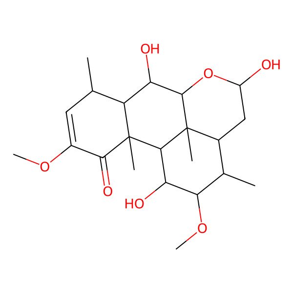 2D Structure of 8,11,16-Trihydroxy-4,15-dimethoxy-2,6,14,17-tetramethyl-10-oxatetracyclo[7.7.1.02,7.013,17]heptadec-4-en-3-one