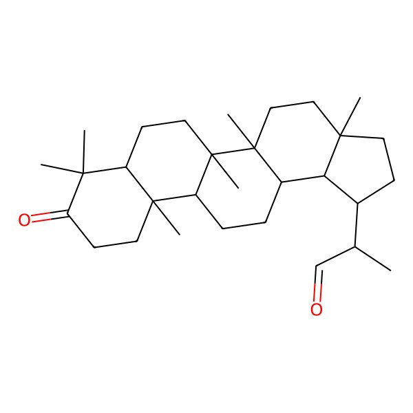 2D Structure of (2R)-2-[(1R,3aR,5aR,5bR,7aR,11aR,11bR,13aR,13bR)-3a,5a,5b,8,8,11a-hexamethyl-9-oxo-2,3,4,5,6,7,7a,10,11,11b,12,13,13a,13b-tetradecahydro-1H-cyclopenta[a]chrysen-1-yl]propanal