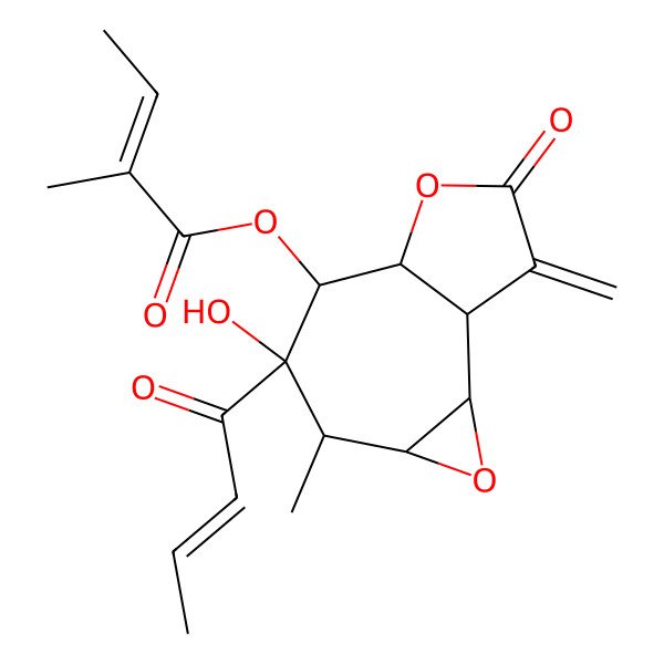 2D Structure of [(1S,2R,4S,5S,6S,7S,8R)-6-[(E)-but-2-enoyl]-6-hydroxy-5-methyl-11-methylidene-10-oxo-3,9-dioxatricyclo[6.3.0.02,4]undecan-7-yl] 2-methylbut-2-enoate