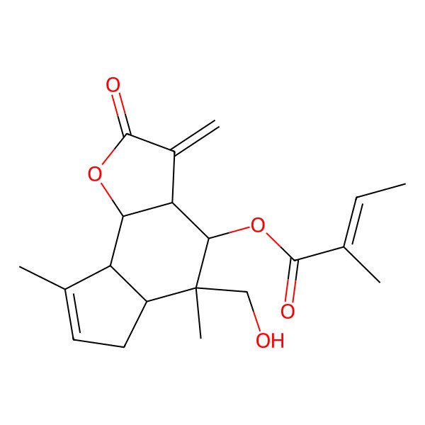 2D Structure of [(3aR,4S,5R,5aS,8aR,8bR)-5-(hydroxymethyl)-5,8-dimethyl-3-methylidene-2-oxo-3a,4,5a,6,8a,8b-hexahydrocyclopenta[g][1]benzofuran-4-yl] (E)-2-methylbut-2-enoate