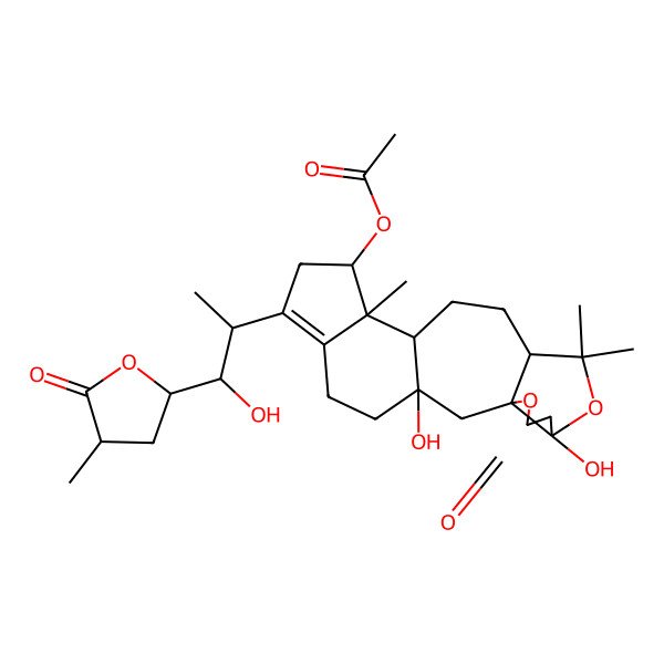 2D Structure of [(1S,3R,7R,10S,13S,14R,15S)-1,7-dihydroxy-17-[(1S,2S)-1-hydroxy-1-[(2S,4S)-4-methyl-5-oxooxolan-2-yl]propan-2-yl]-9,9,14-trimethyl-5-oxo-4,8-dioxapentacyclo[11.7.0.03,7.03,10.014,18]icos-17-en-15-yl] acetate