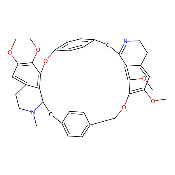 2D Structure of (16R)-9,10,25,32-tetramethoxy-15-methyl-7,23-dioxa-15,30-diazaheptacyclo[22.6.2.23,6.218,21.18,12.027,31.016,35]heptatriaconta-1(30),3(37),4,6(36),8(35),9,11,18,20,24,26,31,33-tridecaene