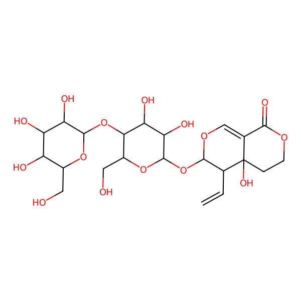 2D Structure of 3-[3,4-Dihydroxy-6-(hydroxymethyl)-5-[3,4,5-trihydroxy-6-(hydroxymethyl)oxan-2-yl]oxyoxan-2-yl]oxy-4-ethenyl-4a-hydroxy-3,4,5,6-tetrahydropyrano[3,4-c]pyran-8-one
