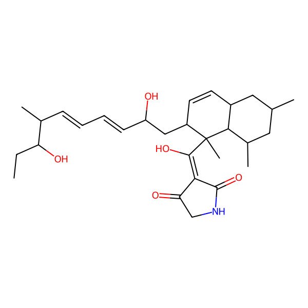 2D Structure of (3Z)-3-[[2-[(3E,5E)-2,8-dihydroxy-7-methyldeca-3,5-dienyl]-1,6,8-trimethyl-4a,5,6,7,8,8a-hexahydro-2H-naphthalen-1-yl]-hydroxymethylidene]pyrrolidine-2,4-dione
