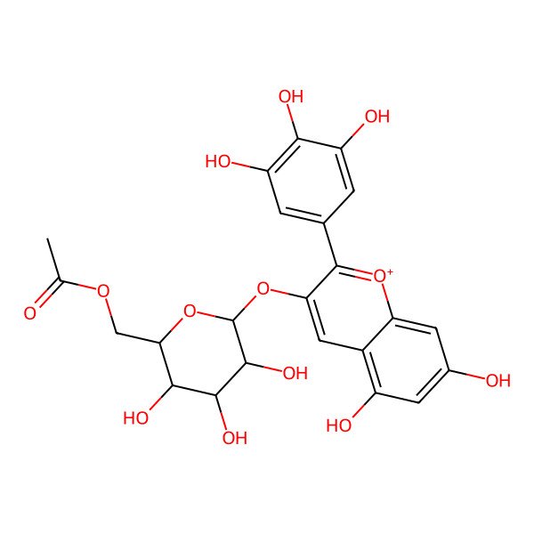 2D Structure of Delphinidin 3-(6"-acetylgalactoside)