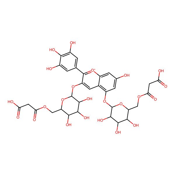 2D Structure of Delphinidin 3-(6''-malonylglucoside)-5-malonylglucoside