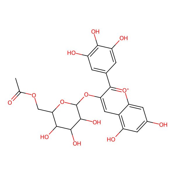 2D Structure of Delphinidin 3-(acetylglucoside) 2D Structure of Delphinidin 3-(acetylglucoside)
