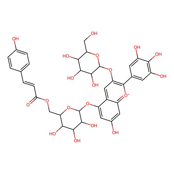 2D Structure of Delphinidin 3-O-beta-D-glucoside 5-O-(6-coumaroyl-beta-D-glucoside)