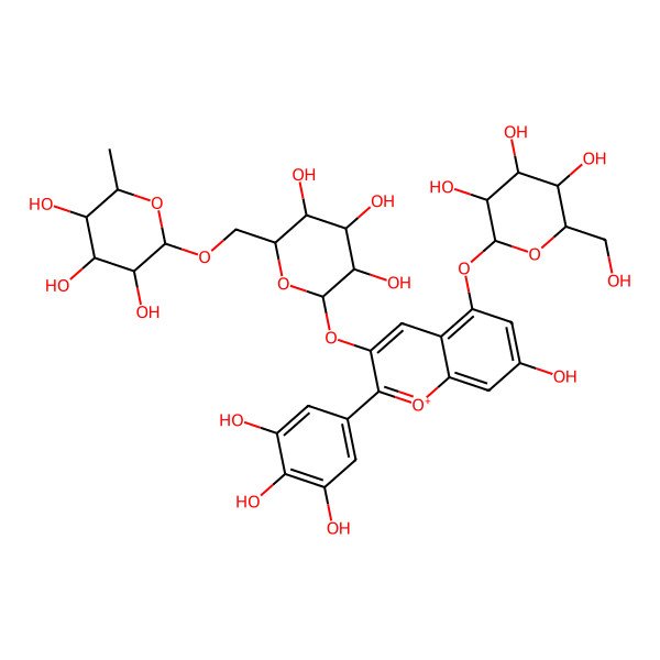 2D Structure of Delphinidin 3-rutinoside-5-glucoside