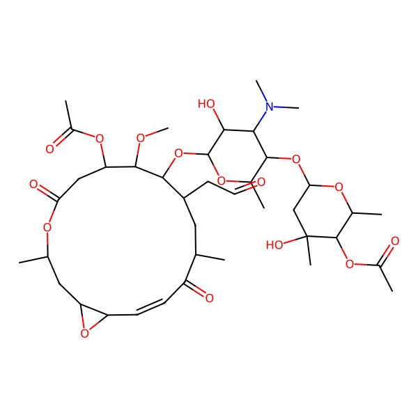 2D Structure of Leucomycin V, 9-deoxy-12,13-epoxy-12,13-dihydro-9-oxo-, 3,4B-diacetate, (12S,13S)-