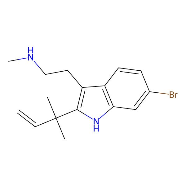 2D Structure of 6-Bromo-2-(1,1-dimethyl-2-propen-1-yl)-N-methyl-1H-indole-3-ethanamine