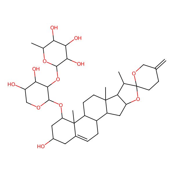 2D Structure of 2-[4,5-Dihydroxy-2-(16-hydroxy-7,9,13-trimethyl-5'-methylidenespiro[5-oxapentacyclo[10.8.0.02,9.04,8.013,18]icos-18-ene-6,2'-oxane]-14-yl)oxyoxan-3-yl]oxy-6-methyloxane-3,4,5-triol