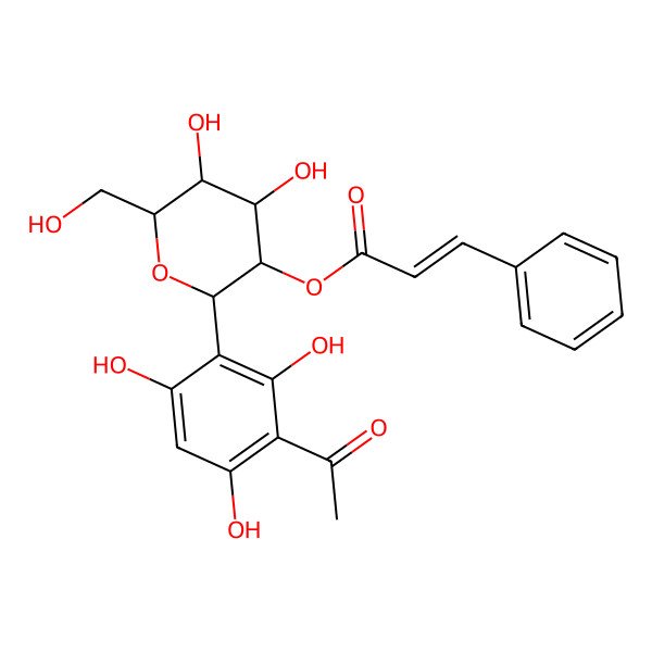 2D Structure of [(2S,3R,4S,5S,6R)-2-(3-acetyl-2,4,6-trihydroxyphenyl)-4,5-dihydroxy-6-(hydroxymethyl)oxan-3-yl] (E)-3-phenylprop-2-enoate