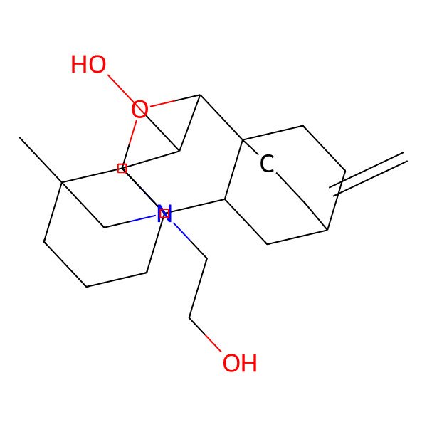 2D Structure of (1R,5R,8R,10S,11R,14S,16R,17R,18S)-7-(2-hydroxyethyl)-5-methyl-13-methylidene-9-oxa-7-azahexacyclo[8.6.2.211,14.01,8.05,17.011,16]icosan-18-ol