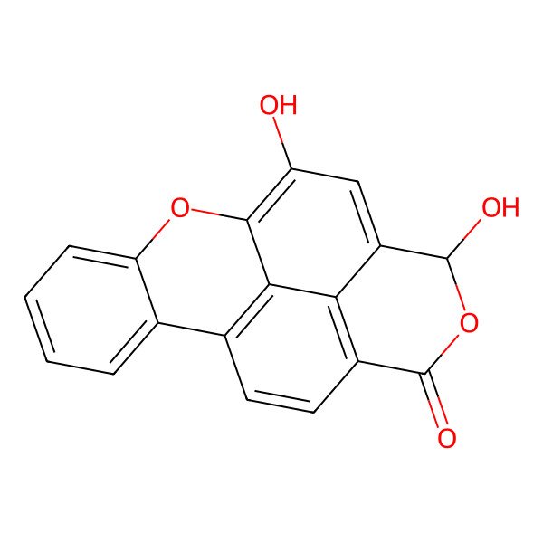 2D Structure of 10,13-Dihydroxy-8,14-dioxapentacyclo[10.6.2.02,7.09,19.016,20]icosa-1(19),2,4,6,9,11,16(20),17-octaen-15-one