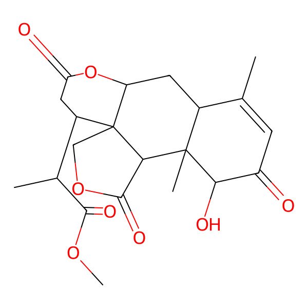 2D Structure of methyl (2R)-2-[(1S,5R,6S,7S,11S,13R,17R)-7-hydroxy-6,10-dimethyl-4,8,15-trioxo-3,14-dioxatetracyclo[11.4.0.01,5.06,11]heptadec-9-en-17-yl]propanoate