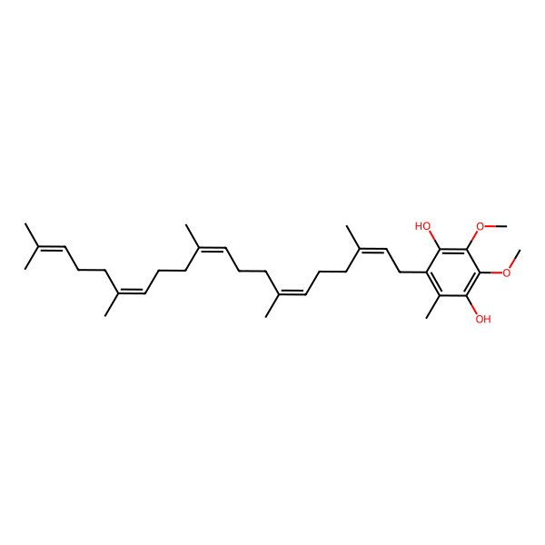 2D Structure of 2,3-dimethoxy-5-methyl-6-[(2E,6E,10E,14E)-3,7,11,15,19-pentamethylicosa-2,6,10,14,18-pentaenyl]benzene-1,4-diol
