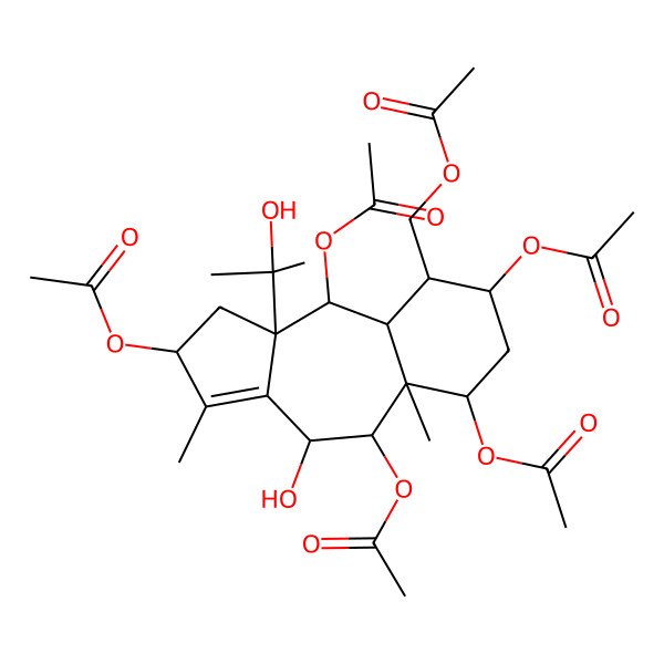 2D Structure of [2,5,6,8,10-Pentaacetyloxy-4-hydroxy-10a-(2-hydroxypropan-2-yl)-3,5a-dimethyl-1,2,4,5,6,7,8,9,9a,10-decahydrobenzo[f]azulen-9-yl]methyl acetate