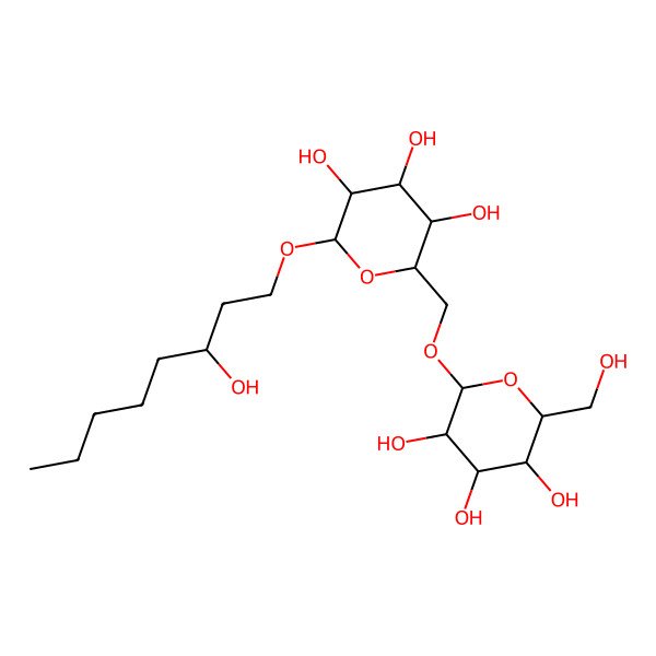 2D Structure of (2R,3S,4S,5R,6R)-2-(hydroxymethyl)-6-[[(2R,3S,4S,5R,6R)-3,4,5-trihydroxy-6-[(3R)-3-hydroxyoctoxy]oxan-2-yl]methoxy]oxane-3,4,5-triol