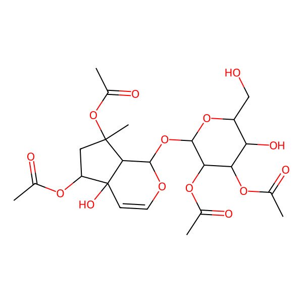 2D Structure of [(1S,4aS,5R,7S,7aS)-7-acetyloxy-1-[(2S,3R,4S,5R,6R)-3,4-diacetyloxy-5-hydroxy-6-(hydroxymethyl)oxan-2-yl]oxy-4a-hydroxy-7-methyl-1,5,6,7a-tetrahydrocyclopenta[c]pyran-5-yl] acetate