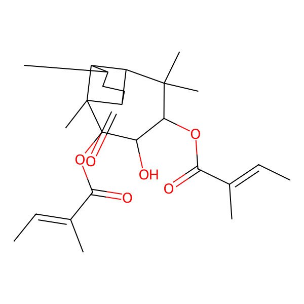 2D Structure of [5-Hydroxy-3,3,7,9-tetramethyl-6-(2-methylbut-2-enoyloxy)-11-oxo-4-tricyclo[5.4.0.02,8]undecanyl] 2-methylbut-2-enoate