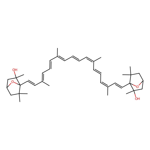 2D Structure of (1R,2R,4S)-1-[(1E,3E,5E,7E,9E,11E,13E,15Z,17E)-18-[(1R,2R,4S)-2-hydroxy-2,6,6-trimethyl-7-oxabicyclo[2.2.1]heptan-1-yl]-3,7,12,16-tetramethyloctadeca-1,3,5,7,9,11,13,15,17-nonaenyl]-2,6,6-trimethyl-7-oxabicyclo[2.2.1]heptan-2-ol
