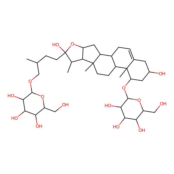2D Structure of 2-[4-[6,16-Dihydroxy-7,9,13-trimethyl-14-[3,4,5-trihydroxy-6-(hydroxymethyl)oxan-2-yl]oxy-5-oxapentacyclo[10.8.0.02,9.04,8.013,18]icos-18-en-6-yl]-2-methylbutoxy]-6-(hydroxymethyl)oxane-3,4,5-triol