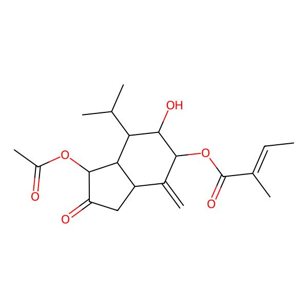2D Structure of [(1R,3aR,5S,6S,7S,7aR)-1-acetyloxy-6-hydroxy-4-methylidene-2-oxo-7-propan-2-yl-3,3a,5,6,7,7a-hexahydro-1H-inden-5-yl] (Z)-2-methylbut-2-enoate