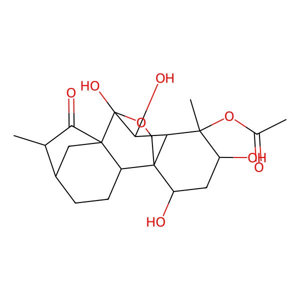 2D Structure of [(1S,2S,5R,6R,8S,9R,10S,11R,12S,13S,15R)-9,10,13,15-tetrahydroxy-6,12-dimethyl-7-oxo-17-oxapentacyclo[7.6.2.15,8.01,11.02,8]octadecan-12-yl] acetate