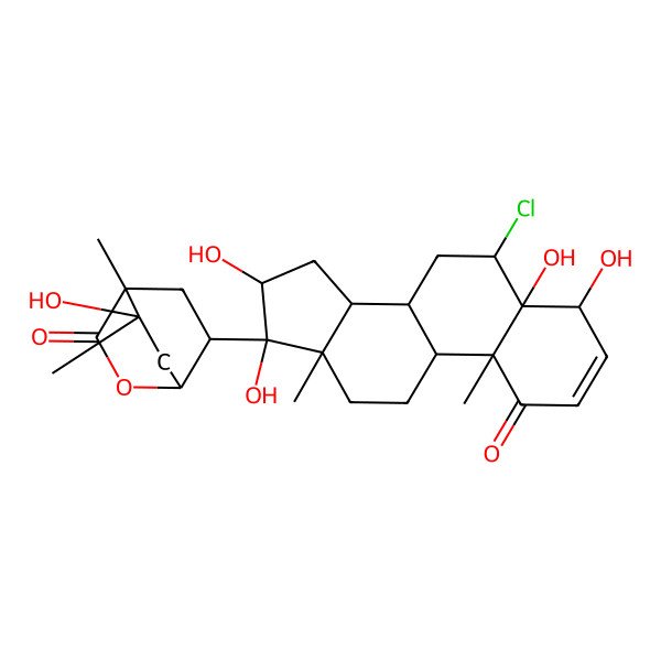 2D Structure of (1R,4R,5R,7R)-7-[(4S,5R,6S,8S,9S,10R,13S,14S,16R,17S)-6-chloro-4,5,16,17-tetrahydroxy-10,13-dimethyl-1-oxo-4,6,7,8,9,11,12,14,15,16-decahydrocyclopenta[a]phenanthren-17-yl]-5-hydroxy-4,5-dimethyl-2-oxabicyclo[2.2.2]octan-3-one