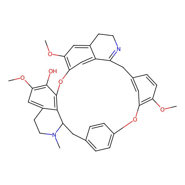 2D Structure of (14R)-6,20,25-trimethoxy-15-methyl-8,23-dioxa-15,30-diazaheptacyclo[22.6.2.29,12.13,7.114,18.027,31.022,33]hexatriaconta-1(30),3(36),4,6,9(35),10,12(34),18,20,22(33),24,26,31-tridecaen-21-ol