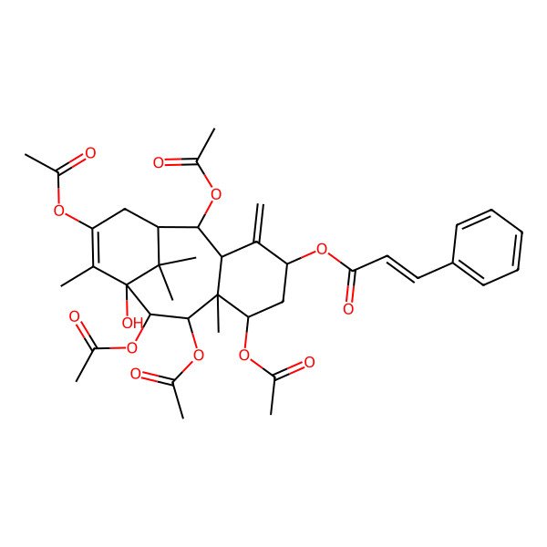 2D Structure of [(1S,2R,3R,5S,7R,8S,9R,10S,11S)-2,7,9,10,13-pentaacetyloxy-11-hydroxy-8,12,15,15-tetramethyl-4-methylidene-5-tricyclo[9.3.1.03,8]pentadec-12-enyl] (E)-3-phenylprop-2-enoate
