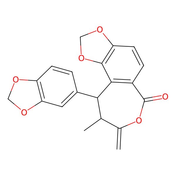 2D Structure of (9S,10R)-10-(1,3-benzodioxol-5-yl)-9-methyl-8-methylidene-9,10-dihydro-[1,3]dioxolo[4,5-g][2]benzoxepin-6-one