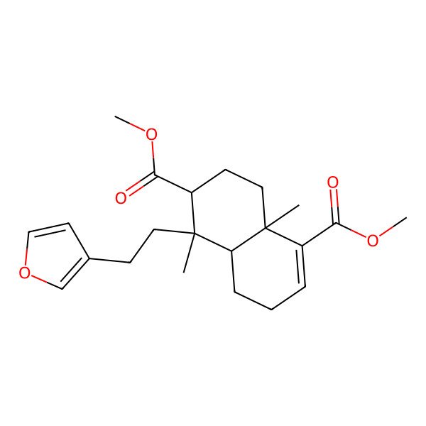 2D Structure of dimethyl (4aR,5R,6R,8aR)-5-[2-(furan-3-yl)ethyl]-5,8a-dimethyl-3,4,4a,6,7,8-hexahydronaphthalene-1,6-dicarboxylate