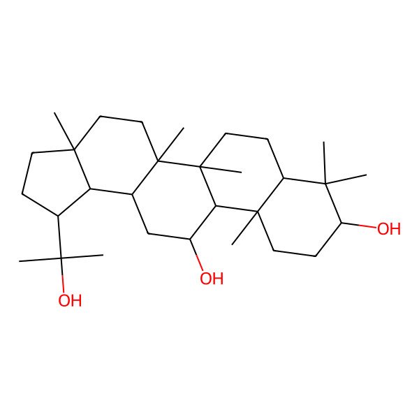 2D Structure of 1-(2-Hydroxypropan-2-yl)-3a,5a,5b,8,8,11a-hexamethyl-1,2,3,4,5,6,7,7a,9,10,11,11b,12,13,13a,13b-hexadecahydrocyclopenta[a]chrysene-9,12-diol