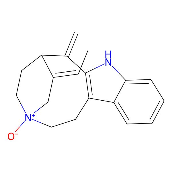 2D Structure of (1R,14S,16E)-16-ethylidene-2-methylidene-14-oxido-4-aza-14-azoniatetracyclo[12.2.2.03,11.05,10]octadeca-3(11),5,7,9-tetraene