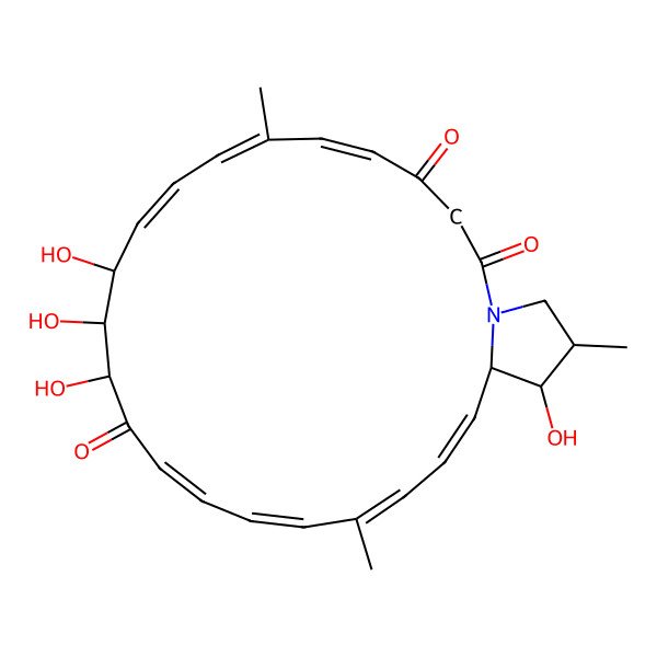2D Structure of 11,12,13,24-Tetrahydroxy-7,19,25-trimethyl-1-azabicyclo[21.3.0]hexacosa-5,7,9,15,17,19,21-heptaene-2,4,14-trione