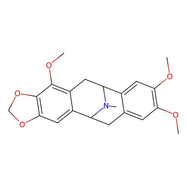 2D Structure of (1S,12S)-9,15,16-trimethoxy-20-methyl-5,7-dioxa-20-azapentacyclo[10.7.1.02,10.04,8.013,18]icosa-2,4(8),9,13,15,17-hexaene
