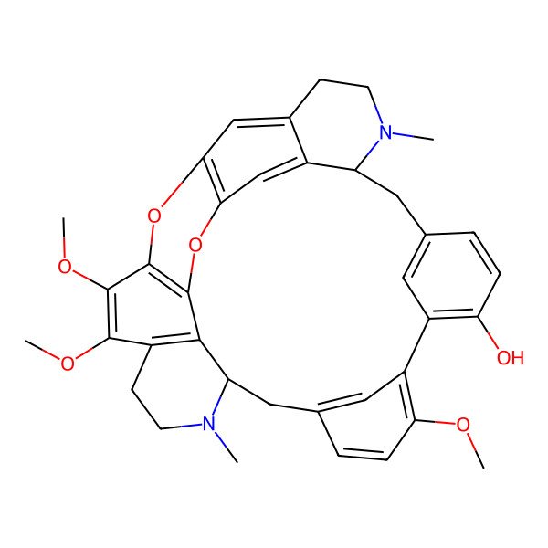 2D Structure of (8R,21S)-16,26,27-trimethoxy-7,22-dimethyl-29,31-dioxa-7,22-diazaoctacyclo[19.9.3.14,30.110,14.115,19.03,8.025,33.028,32]hexatriaconta-1(30),2,4(34),10(36),11,13,15,17,19(35),25(33),26,28(32)-dodecaen-13-ol