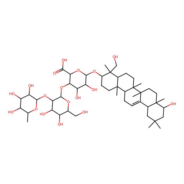 2D Structure of 3-[4,5-Dihydroxy-6-(hydroxymethyl)-3-(3,4,5-trihydroxy-6-methyloxan-2-yl)oxyoxan-2-yl]oxy-4,5-dihydroxy-6-[[9-hydroxy-4-(hydroxymethyl)-4,6a,6b,8a,11,11,14b-heptamethyl-1,2,3,4a,5,6,7,8,9,10,12,12a,14,14a-tetradecahydropicen-3-yl]oxy]oxane-2-carboxylic acid