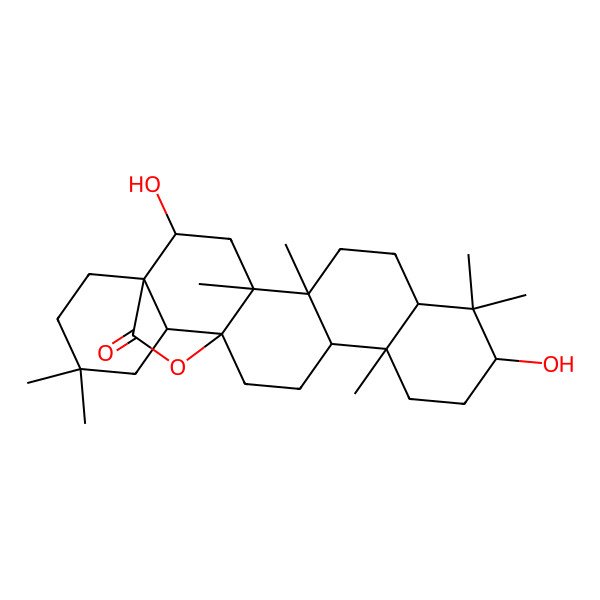 2D Structure of 2,10-Dihydroxy-4,5,9,9,13,20,20-heptamethyl-24-oxahexacyclo[15.5.2.01,18.04,17.05,14.08,13]tetracosan-23-one