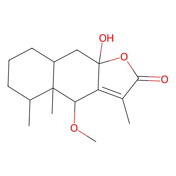 2D Structure of (4S,4aR,5S,8aR,9aS)-9a-hydroxy-4-methoxy-3,4a,5-trimethyl-5,6,7,8,8a,9-hexahydro-4H-benzo[f][1]benzofuran-2-one