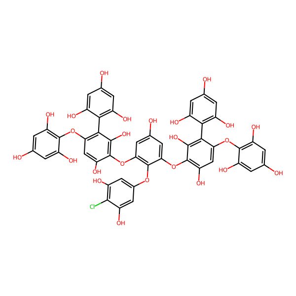 2D Structure of 2-[3-[2-(4-Chloro-3,5-dihydroxyphenoxy)-3-[2,6-dihydroxy-4-(2,4,6-trihydroxyphenoxy)-3-(2,4,6-trihydroxyphenyl)phenoxy]-5-hydroxyphenoxy]-2,4-dihydroxy-6-(2,4,6-trihydroxyphenoxy)phenyl]benzene-1,3,5-triol