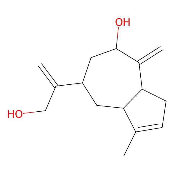 2D Structure of (3aS,5R,7R,8aR)-7-(3-hydroxyprop-1-en-2-yl)-1-methyl-4-methylidene-3a,5,6,7,8,8a-hexahydro-3H-azulen-5-ol
