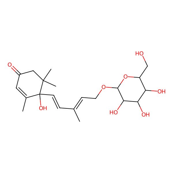 2D Structure of (4S)-4-Hydroxy-3,5,5-trimethyl-4-[(1E,3E)-3-methyl-5-[(2R,3R,4S,5S,6R)-3,4,5-trihydroxy-6-(hydroxymethyl)oxan-2-yl]oxypenta-1,3-dienyl]cyclohex-2-en-1-one