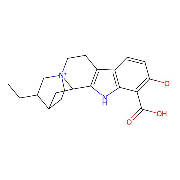 2D Structure of 9-Carboxy-16-ethyl-11-aza-1-azoniapentacyclo[13.2.2.01,13.04,12.05,10]nonadeca-4(12),5(10),6,8-tetraen-8-olate