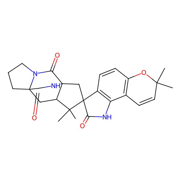 2D Structure of 7,7,10',10'-tetramethylspiro[1H-pyrano[2,3-g]indole-3,11'-3,13-diazatetracyclo[5.5.2.01,9.03,7]tetradecane]-2,2',14'-trione
