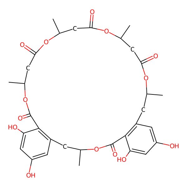 2D Structure of (4R,14S,18S,22R,26S)-8,10,30,32-tetrahydroxy-4,14,18,22,26-pentamethyl-3,13,17,21,25-pentaoxatricyclo[26.4.0.06,11]dotriaconta-1(28),6(11),7,9,29,31-hexaene-2,12,16,20,24-pentone